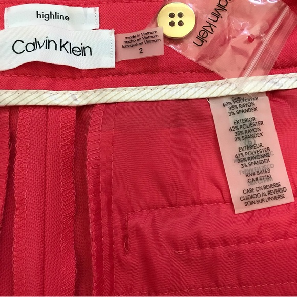 Final sale New WOT Calvin Klein Barbie Pink Trousers dress pants Button Detail - Picture 4 of 8